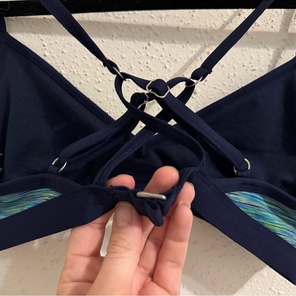 Athleta Paddle Out Triangle Bikini Top - Size S - Blue Multi Color Space Dye - Picture 3 of 8